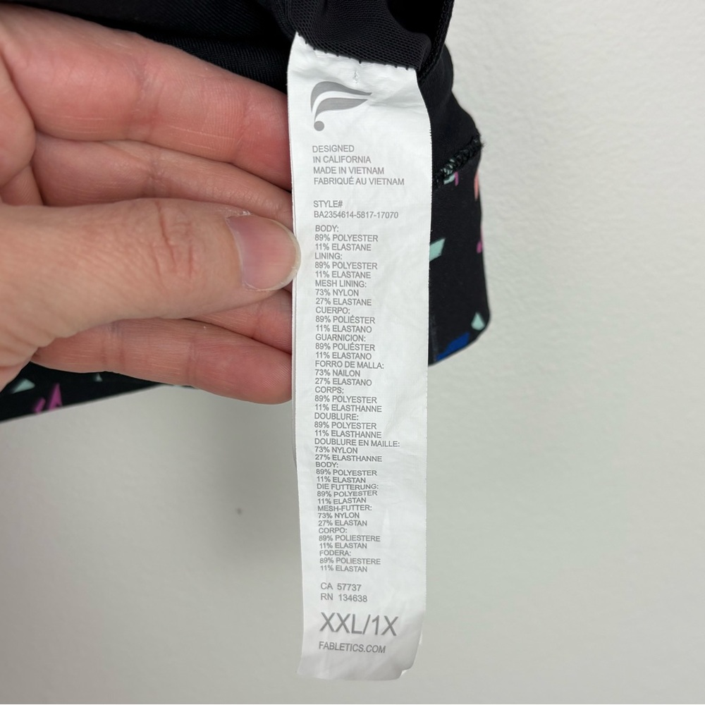 Fabletics Black Active Bra With Multicolor Triang… - image 8